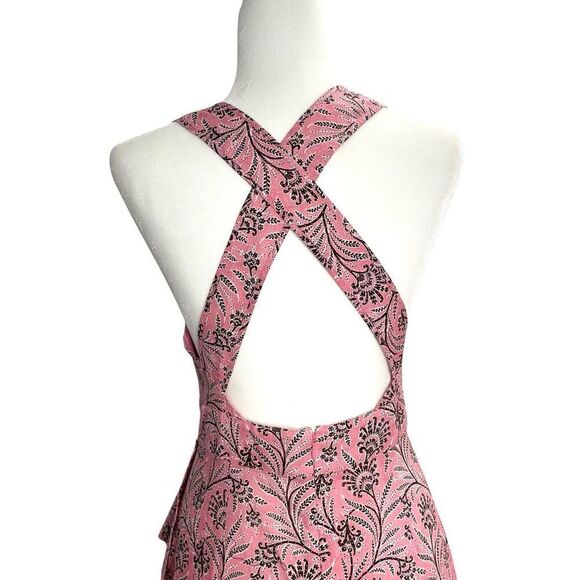 J. Crew Collection‎ Cross-back ruffle-hem dress in Ratti coral vines Size 6 - Picture 9 of 13